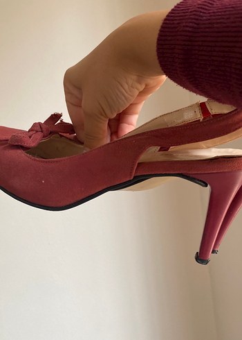 Bordo Süet Stiletto Kadın Abiye Ayakkabı - Görsel 5