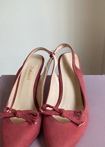 Bordo Süet Stiletto Kadın Abiye Ayakkabı - Görsel 3