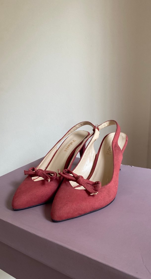 Bordo Süet Stiletto Kadın Abiye Ayakkabı - Görsel 2