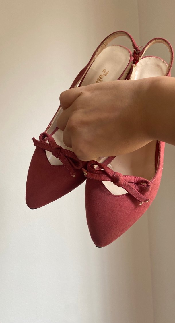 Bordo Süet Stiletto Kadın Abiye Ayakkabı - Görsel 4