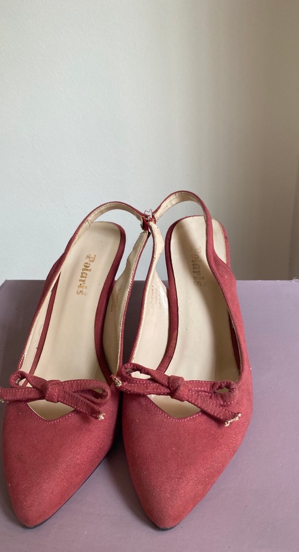 Bordo Süet Stiletto Kadın Abiye Ayakkabı - Görsel 3