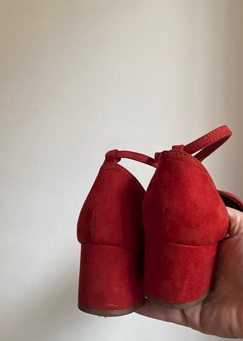 Klasik Kırmızı Süet Topuklu Kadın Ayakkabı - Görsel 6
