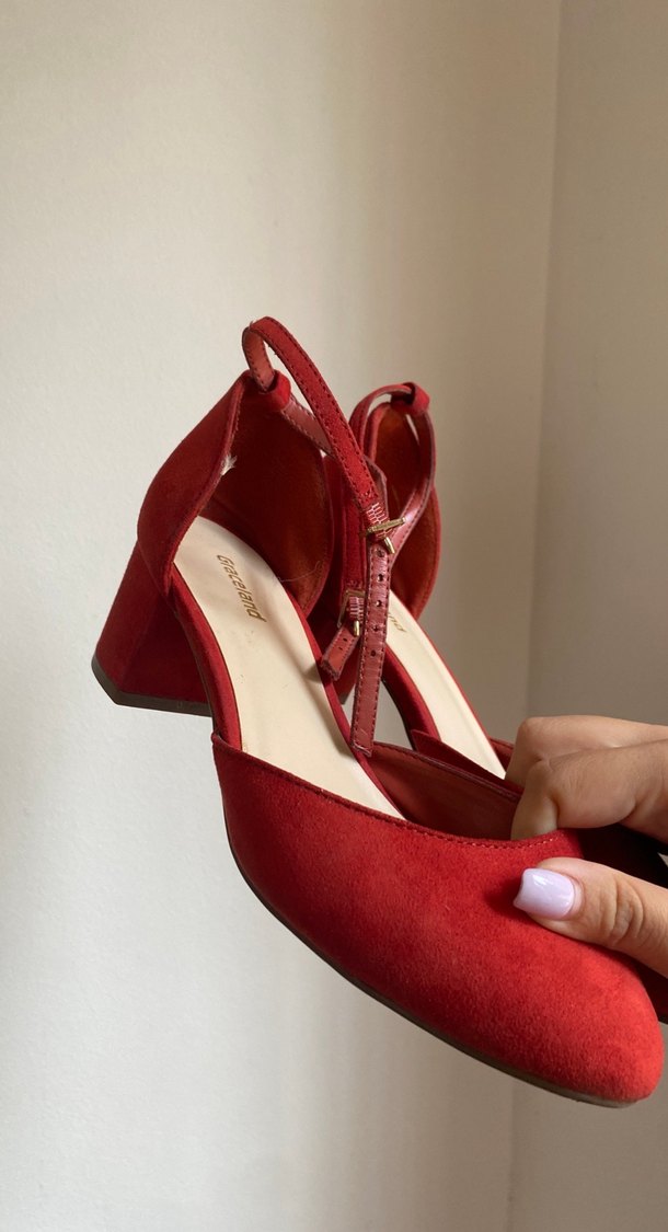Klasik Kırmızı Süet Topuklu Kadın Ayakkabı - Görsel 5