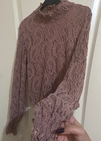 Dantel Detaylı Bohem Uzun Kollu Bluz - Görsel 2