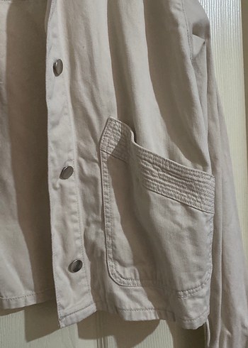 Bej düğmeli keten kadın ceket - Görsel 6