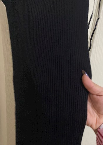 Siyah İnce Askılı Midi Triko Elbise - Görsel 2