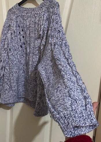 Gri Örgü Bohem Kadın Kazak - Görsel 2