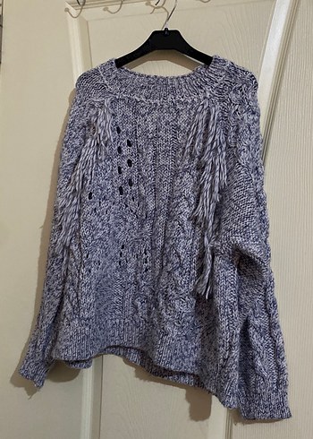 Gri Örgü Bohem Kadın Kazak - Görsel 4