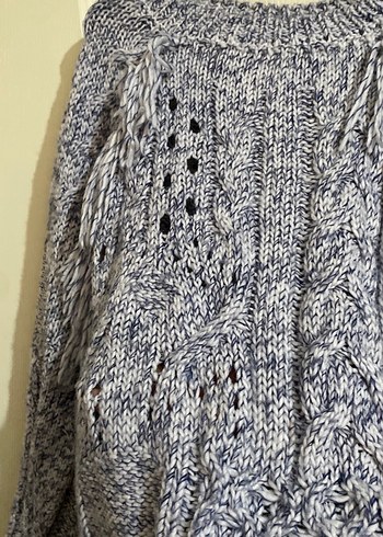 Gri Örgü Bohem Kadın Kazak - Görsel 3