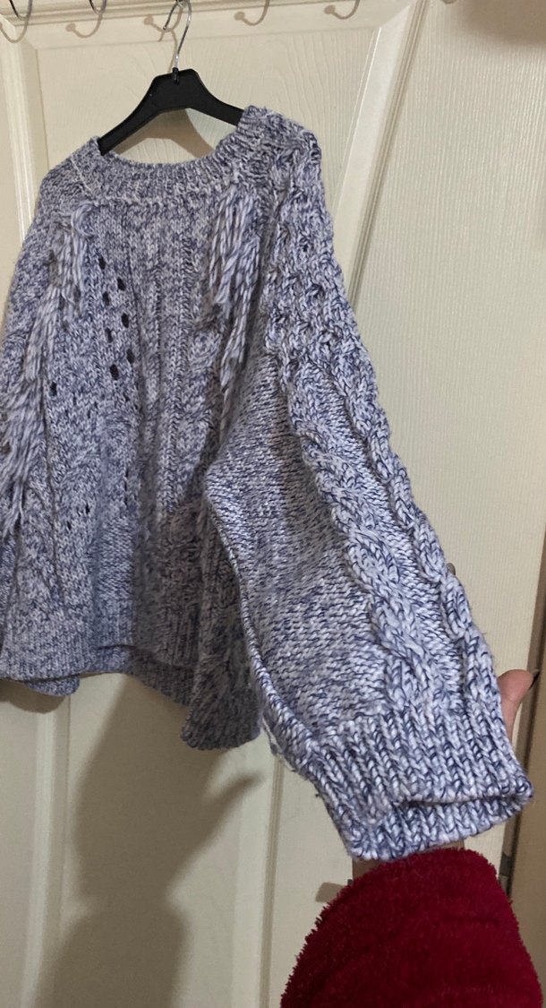 Gri Örgü Bohem Kadın Kazak - Görsel 2