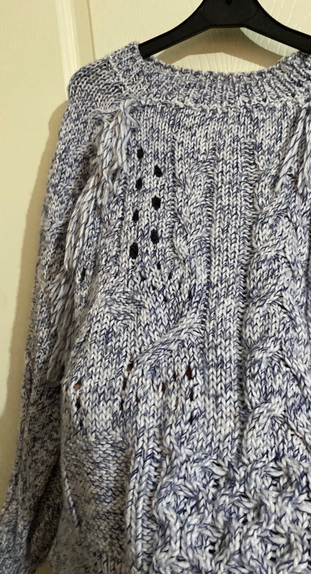 Gri Örgü Bohem Kadın Kazak - Görsel 3