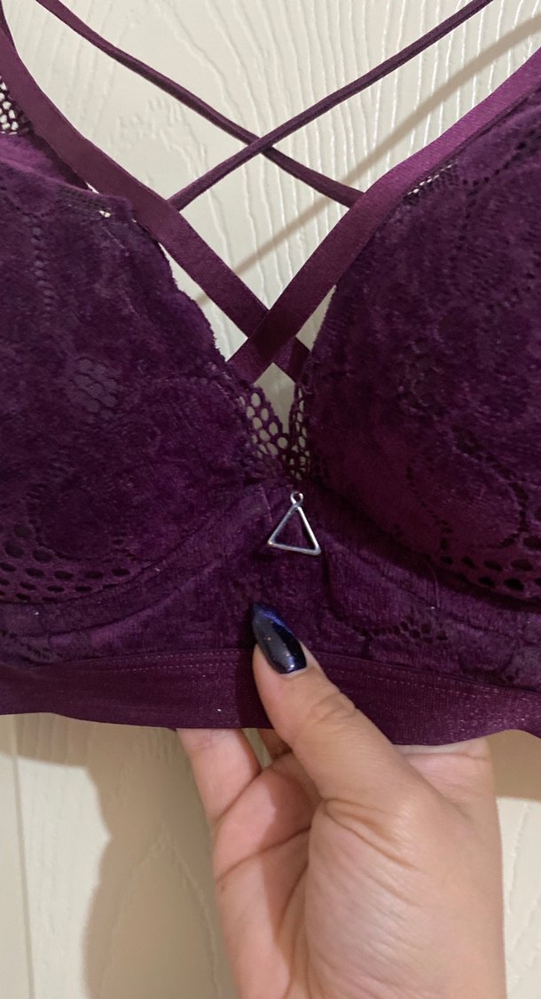 Bordo Gotik Desenli Midi Sütyen - Görsel 2