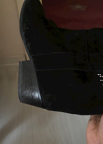 Siyah Süet Payetli Topuklu Gotik Bot - Görsel 7