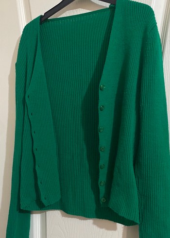 Kadın Yeşil Mini Triko Hırka - Görsel 2