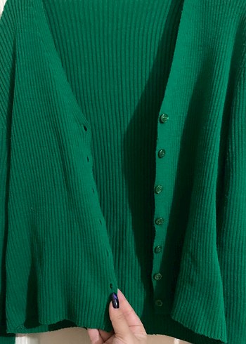 Kadın Yeşil Mini Triko Hırka - Görsel 3