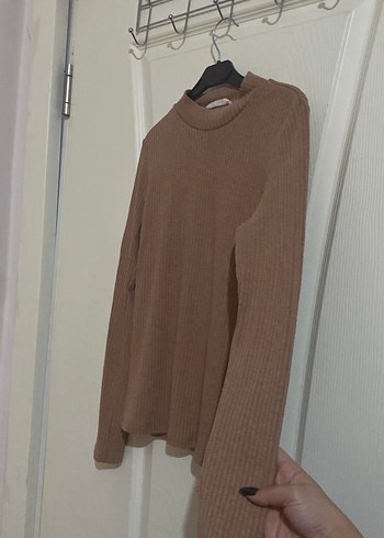 Bej Yüksek Yakalı Kadın Triko - Görsel 4