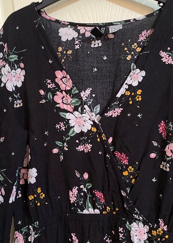 H&M Çiçek Desenli V Yaka Bohem Midi Elbise