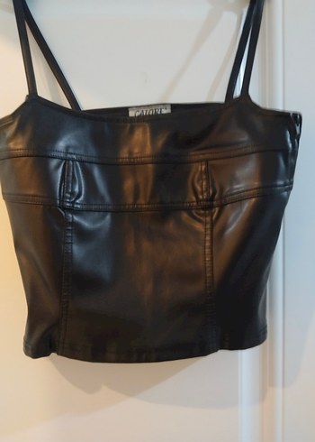 Siyah Deri Straplez Mini Bustiyer - Görsel 2