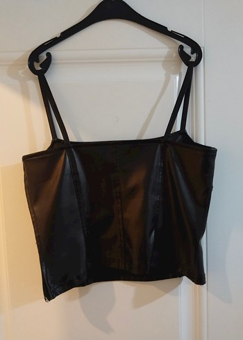 Siyah Deri Straplez Mini Bustiyer - Görsel 4