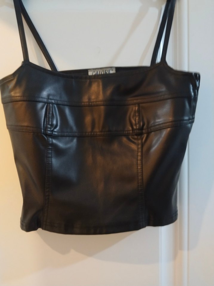 Siyah Deri Straplez Mini Bustiyer - Görsel 2