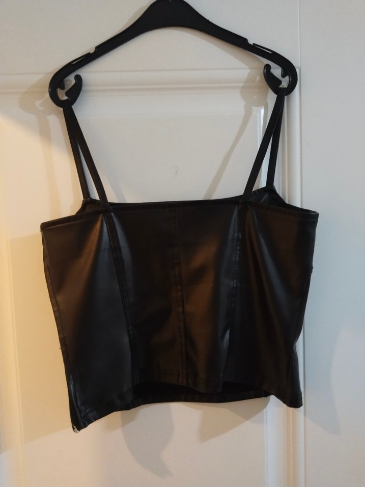 Siyah Deri Straplez Mini Bustiyer - Görsel 4