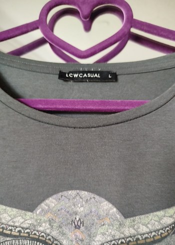 Gri Uzun Kollu  Bohem Tişört - Görsel 3