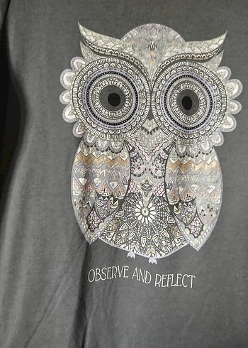 Gri Uzun Kollu  Bohem Tişört - Görsel 2