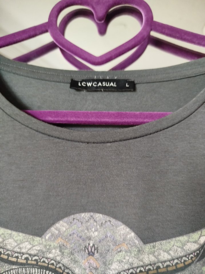 Gri Uzun Kollu  Bohem Tişört - Görsel 3