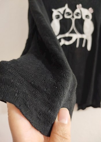 Siyah Örgü Goth Kedi Desenli Tişört - Görsel 3
