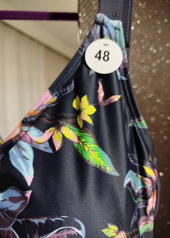 Bohem Siyah Çiçekli Midi Mayo - Görsel 3