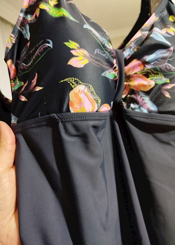 Bohem Siyah Çiçekli Midi Mayo - Görsel 8