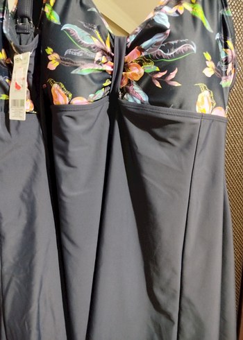 Bohem Siyah Çiçekli Midi Mayo - Görsel 2