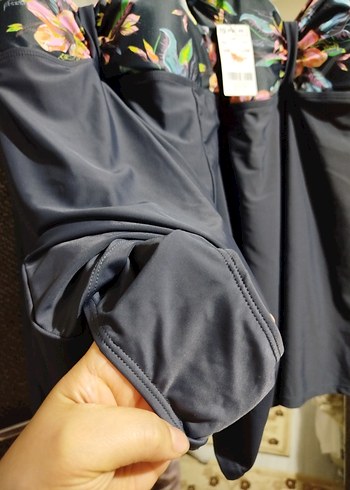 Bohem Siyah Çiçekli Midi Mayo - Görsel 6