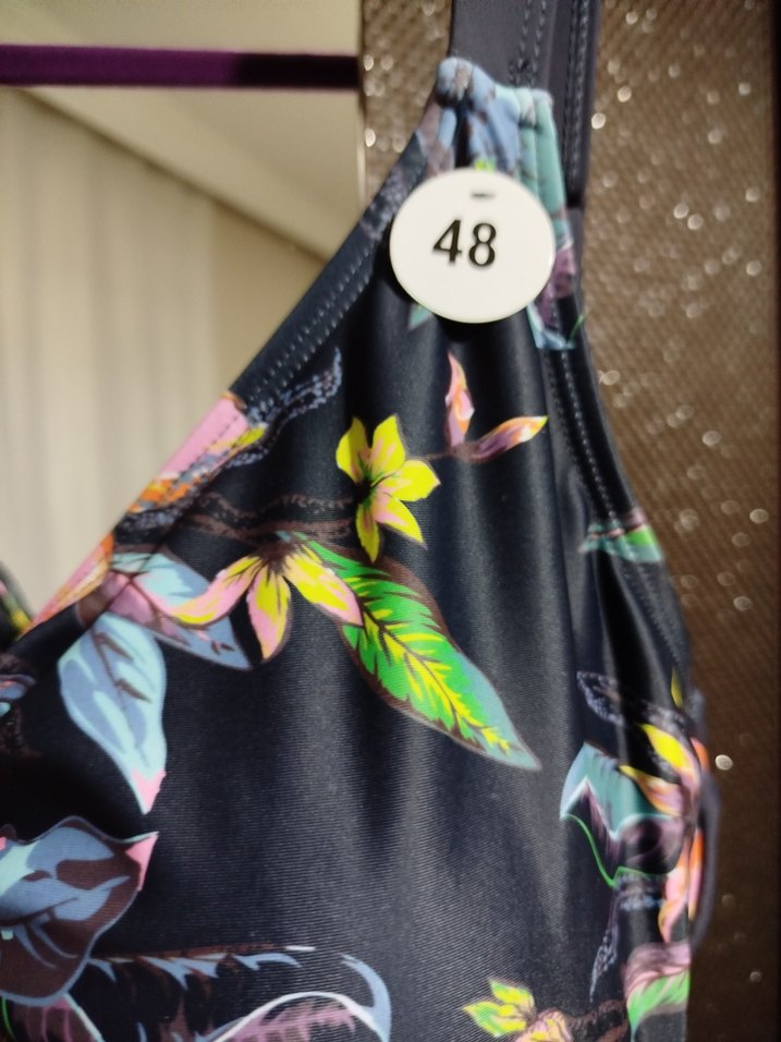 Bohem Siyah Çiçekli Midi Mayo - Görsel 3