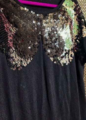 Siyah Payetli Rahat Kesim  Tunik bluz - Görsel 2