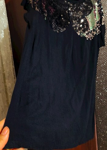 Siyah Payetli Rahat Kesim  Tunik bluz - Görsel 5