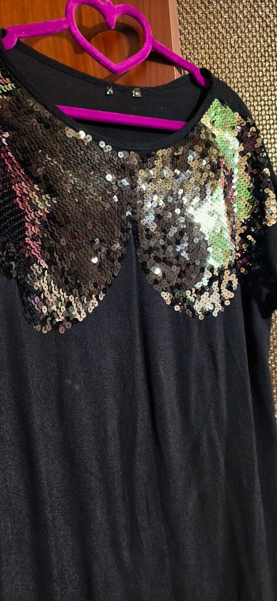 Siyah Payetli Rahat Kesim  Tunik bluz - Görsel 2