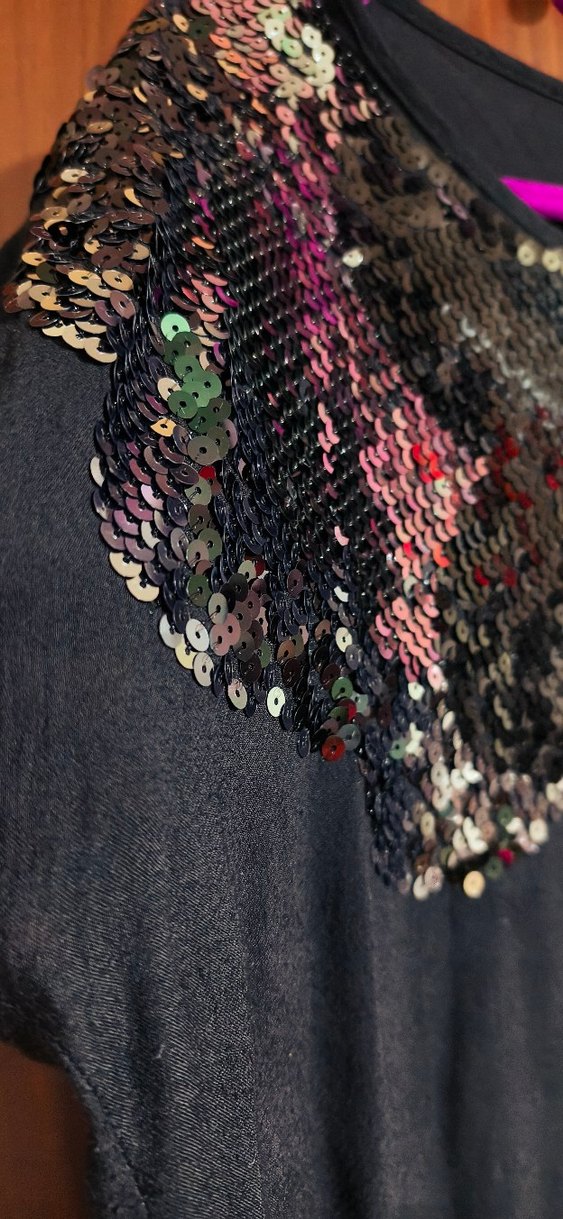 Siyah Payetli Rahat Kesim  Tunik bluz - Görsel 3