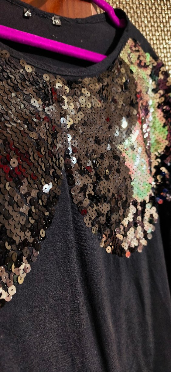 Siyah Payetli Rahat Kesim  Tunik bluz - Görsel 4