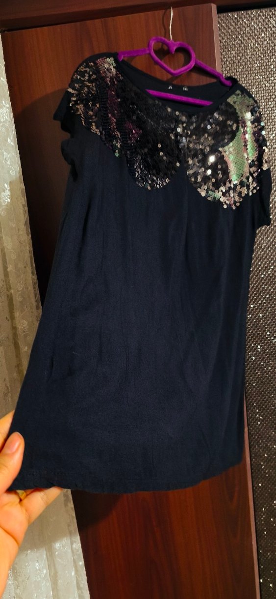 Siyah Payetli Rahat Kesim  Tunik bluz - Görsel 5