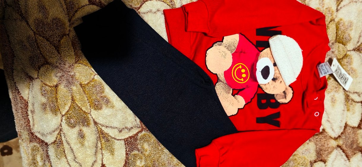 Kız - Erkek Çocuk Renkli Baskılı Sweatshirt ve Siyah Eşofman - Görsel 2