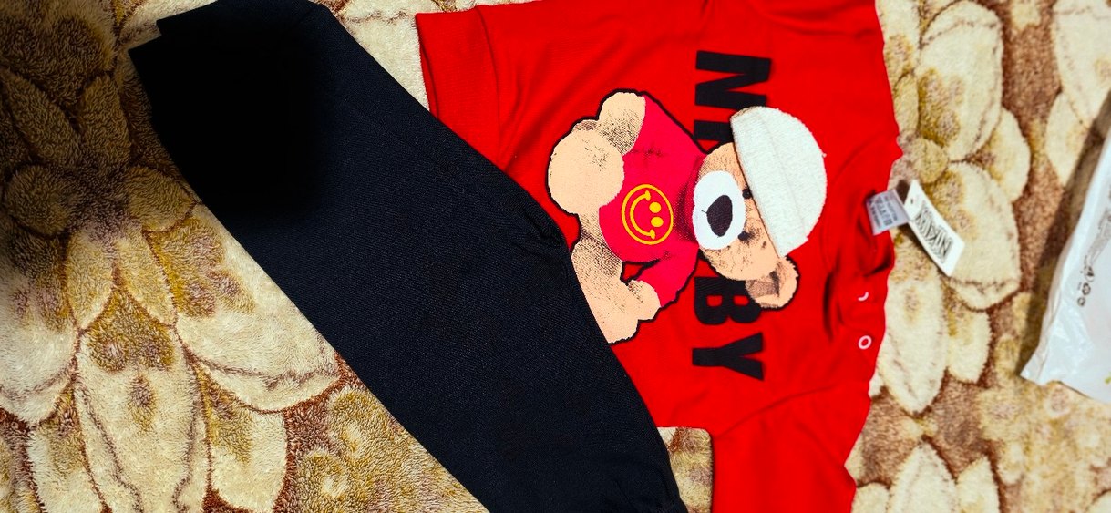 Kız - Erkek Çocuk Renkli Baskılı Sweatshirt ve Siyah Eşofman - Görsel 3