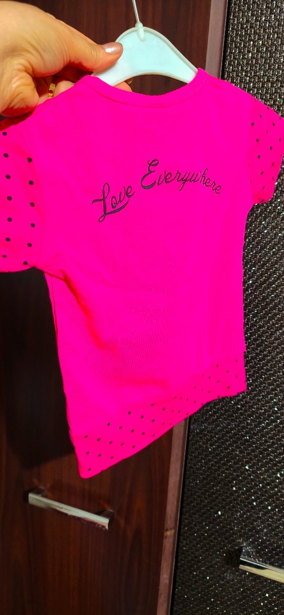 Kız Çocuk Pullu Baskılı Kısa Kollu Tişört - Görsel 4