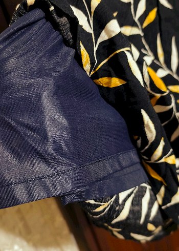 Vintage Sarı Yaprak Desenli Uzun Hamile Etek - Görsel 3