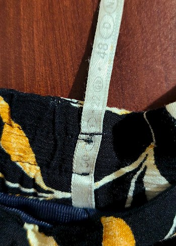 Vintage Sarı Yaprak Desenli Uzun Hamile Etek - Görsel 4