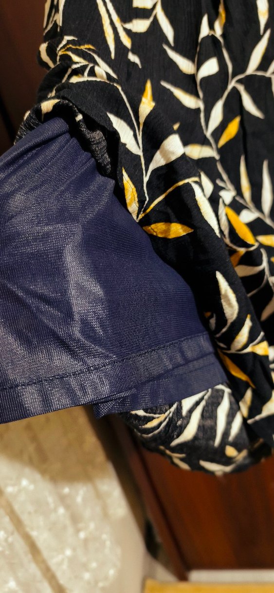 Vintage Sarı Yaprak Desenli Uzun Hamile Etek - Görsel 3