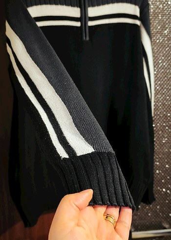 Yarım Fermuarlı Siyah Örgü ERKEK  Kazak - Görsel 2