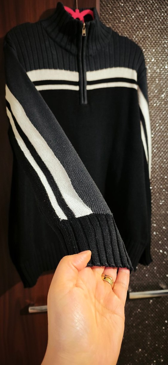 Yarım Fermuarlı Siyah Örgü ERKEK  Kazak - Görsel 2