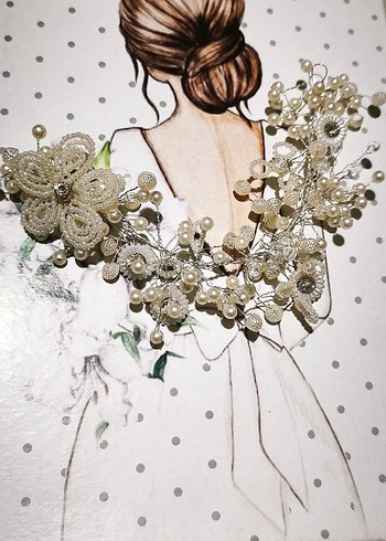 İnci Detaylı Beyaz Vintage Saç Aksesuarı - Görsel 4