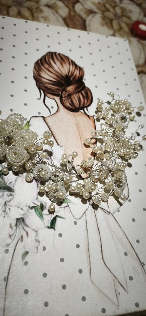 İnci Detaylı Beyaz Vintage Saç Aksesuarı - Görsel 2